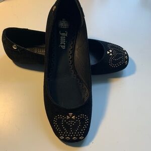 Juicy Couture Black Studded Ballet Flats – Chic Y2K Style Royal Crown